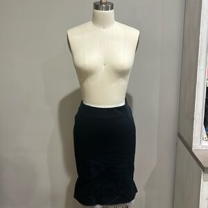 Pencil black skirt with back flare and grey detail